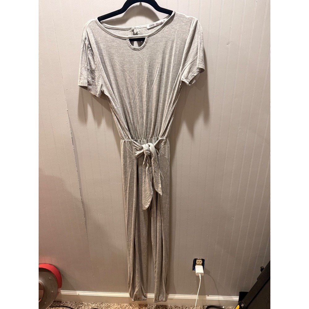 Fraiche by J Grey Tie Front Jumpsuit Short Sleeve Keyhole Neck Small‎ FD 2961-H